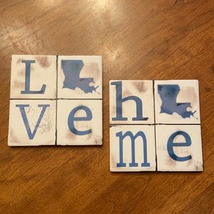 Louisiana themed drink and beverage coasters.  Set of 2.  Cork back.
